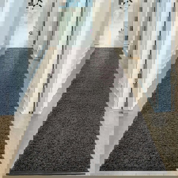 Dark Grey Shaggy Rug High quality Plain Design