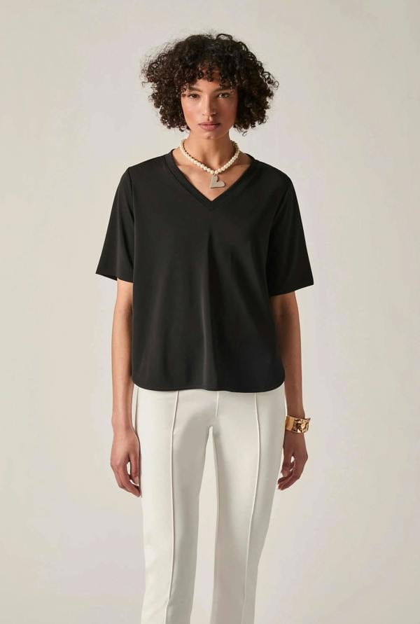James Lakeland Black Jersey V-Neck Top