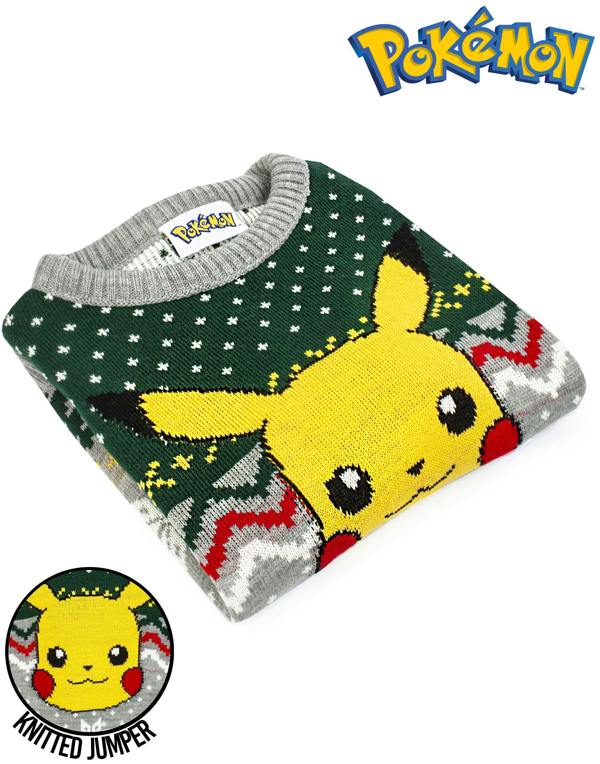 Pokemon Boys Grey Pikachu Christmas Jumper