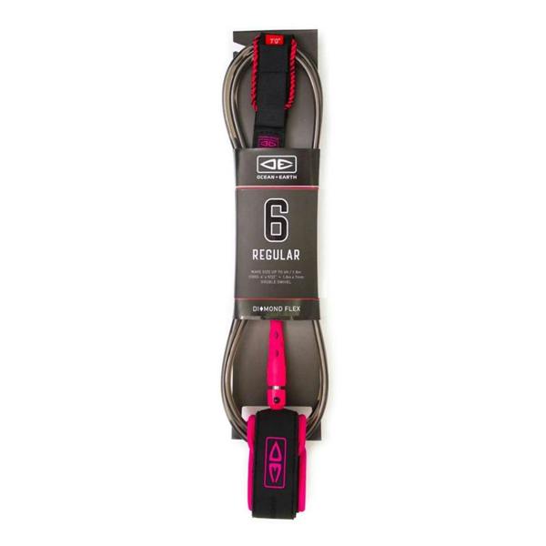 Ocean & Earth 6’0 Regular Moulded Surf Leash Pink