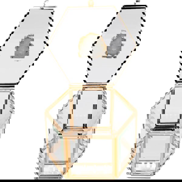 Maison des Cadeaux Hexagonal Glass Agate Jewellery Display Box