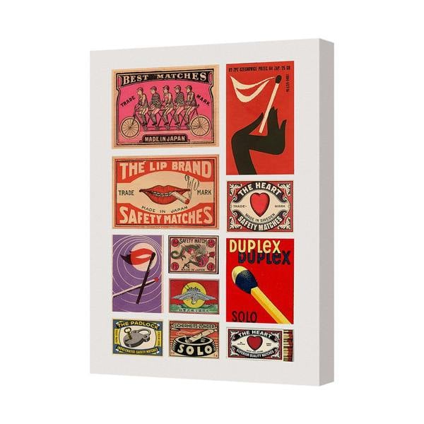 Benjamin Tate Design Canvas Print Vintage Matchbook Art Collage Wall Decor