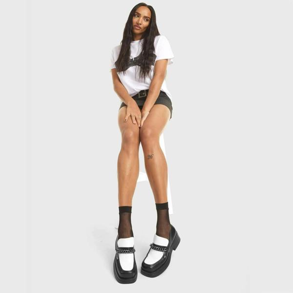 Lamoda Head Spin Black & White PU Platform Shoes Unique Design Comfortable