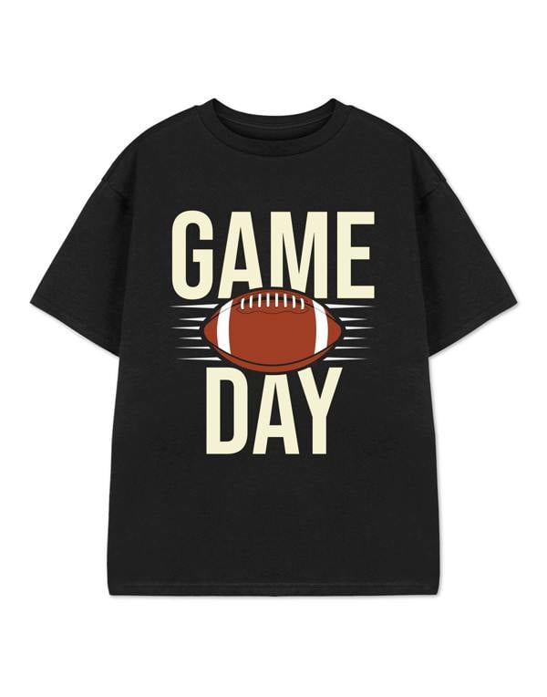 Show Me The Merch Unisex Kids Black Game Day Short Sleeved T-Shirt