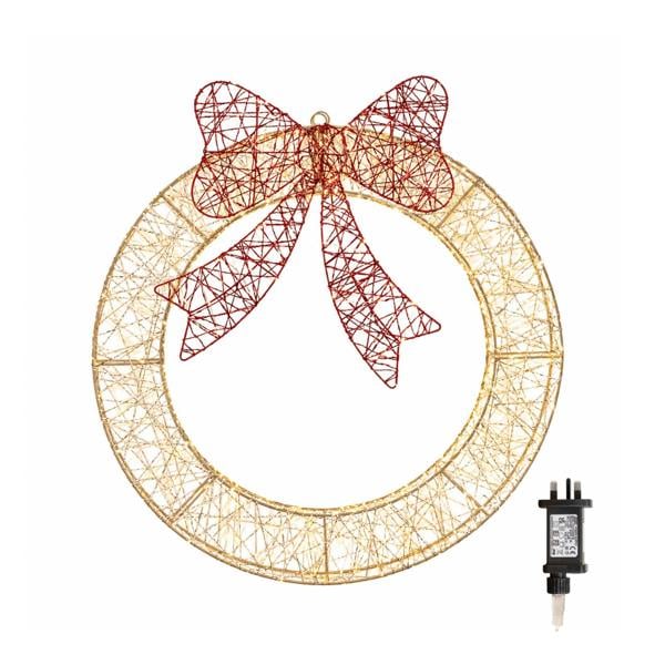 Samuel Alexander 70cm Light Up Christmas Wreath with 750 Warm White LEDs, Timer & Red Bow