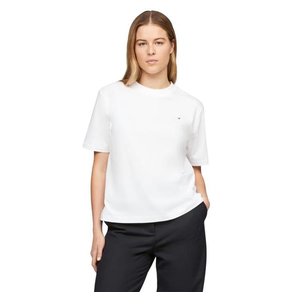 Tommy Hilfiger Womens/Ladies Logo Interlock Boxy T-Shirt - Ecru - 