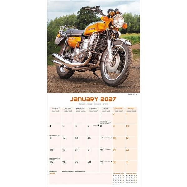 70's Superbikes Calendar 2027, Wall Calendars, Month To View, Transport, Gift
