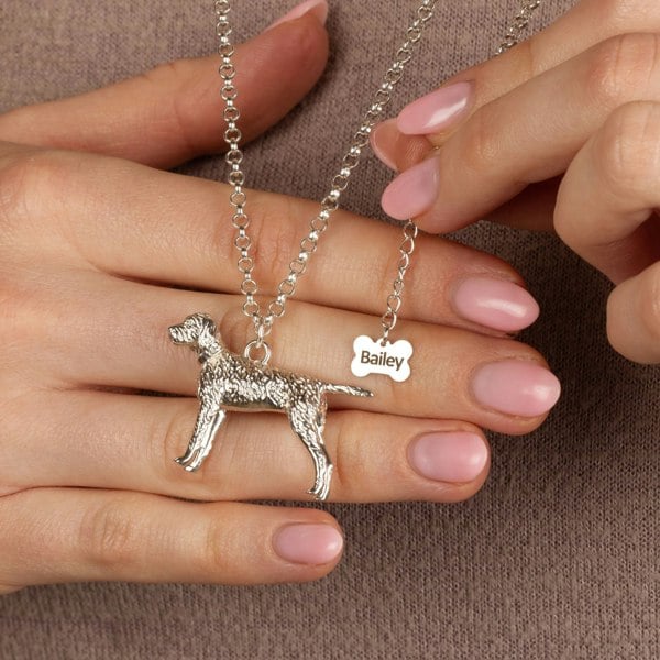 Extra Large Vizsla Silver Necklace - Personalised - MYLEE London