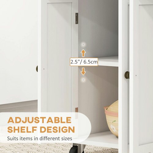 Wyld Haus Viratto Natural and White Wooden Rolling Kitchen Island With Drawers And Storage
