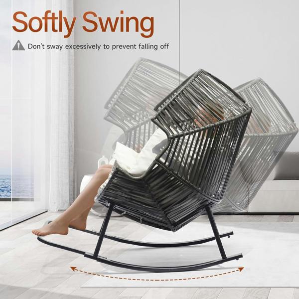 Leaper Oversized PE Rattan Rocking Chair with Thick Cushion