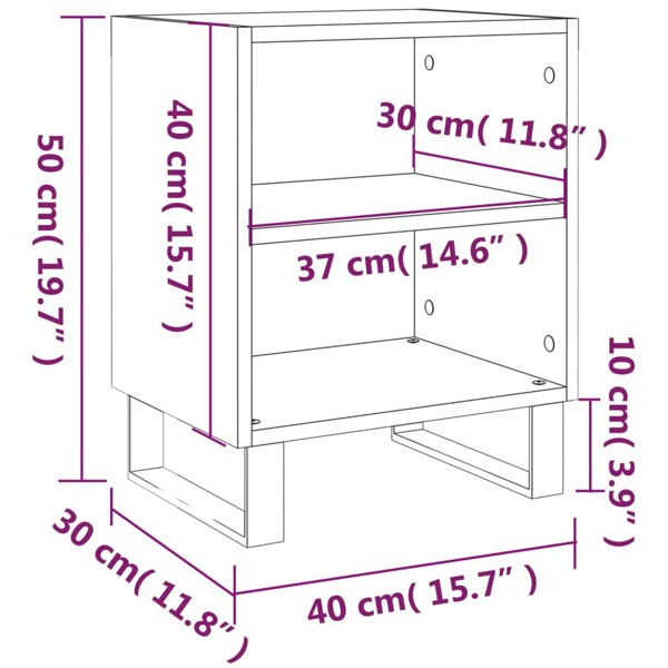 Berkfield Bedside Cabinets 2 pcs Brown Oak 40x30x50 cm Engineered Wood