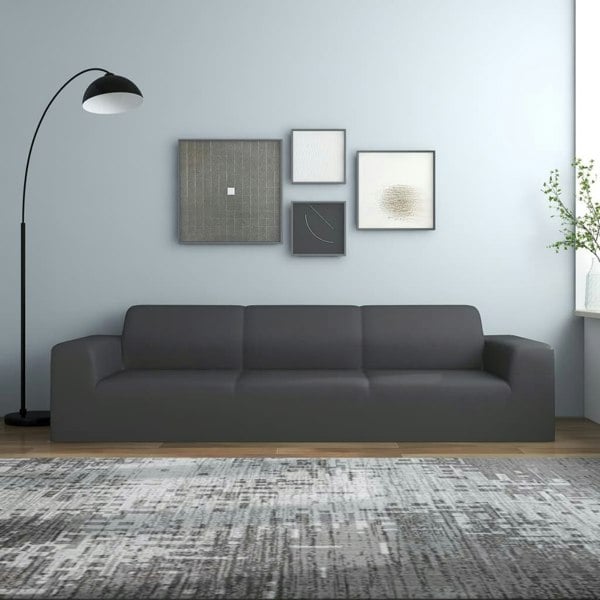 Berkfield 4-Seater Stretch Couch Slipcover Anthracite Polyester Jersey