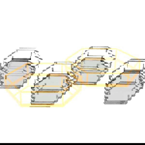 Hill Interiors Hexagon Tray Set (Pack of 2) - Gold - 