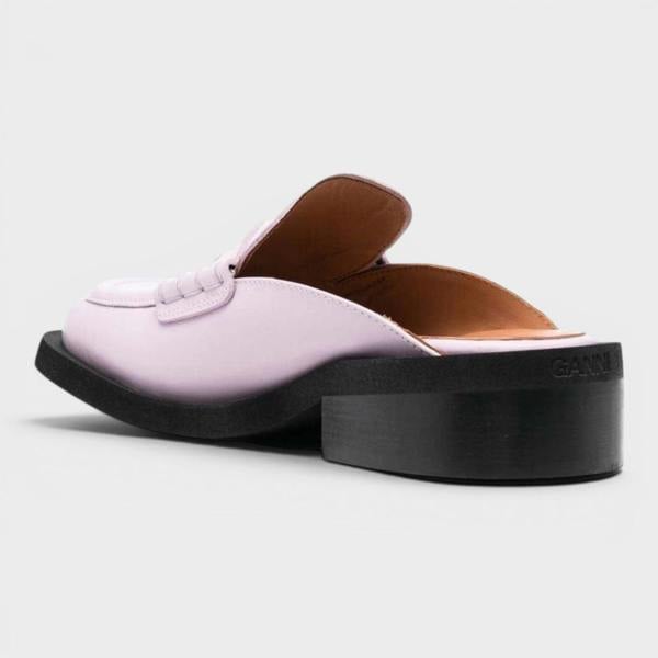 GANNI Leather Loafer Mules Winsome Orchid
