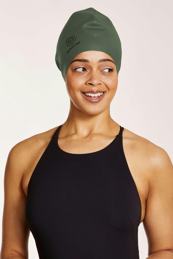 SOUL CAP Large Swim Cap for Long Hair - L - Rifle Green