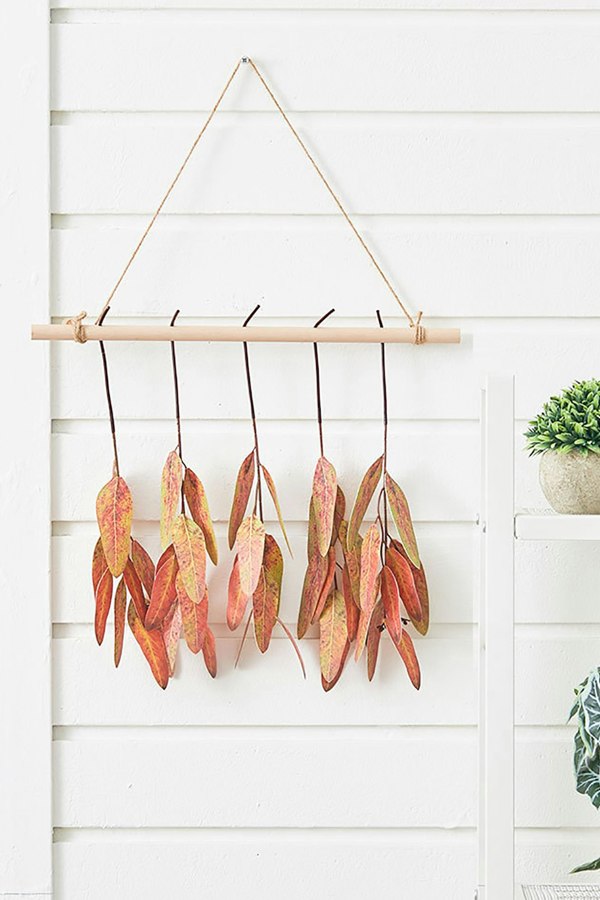 Living and Home Farmhouse Wall Hanging Decor Artificial Red Eucalyptus