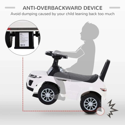 3-in-1 Ride On Car Foot To Floor Slider Toddler w/ Horn Steering Wheel NO POWER Manual Under Seat Storage Safe Design for 1-3 Year Old White