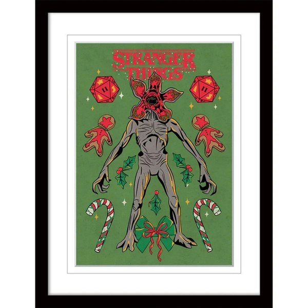 Stranger Things Demogorgon Christmas Framed Art Print - Red/Green/Grey
