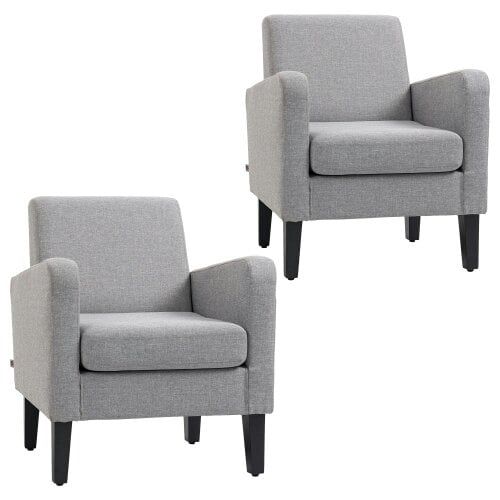 Wyld Haus Nimi Set Of 2 Light Grey Modern Accent Chairs With Black Legs