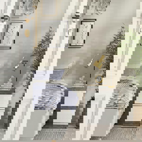 Furniture To Go Naia Bedside 2 Drawers in Concrete/White high gloss