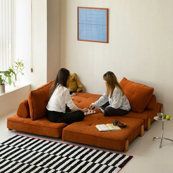 Detail view of Salinas Lazy Sofa Bed, Single Sofa Bed, Corduroy with sofa beds corner