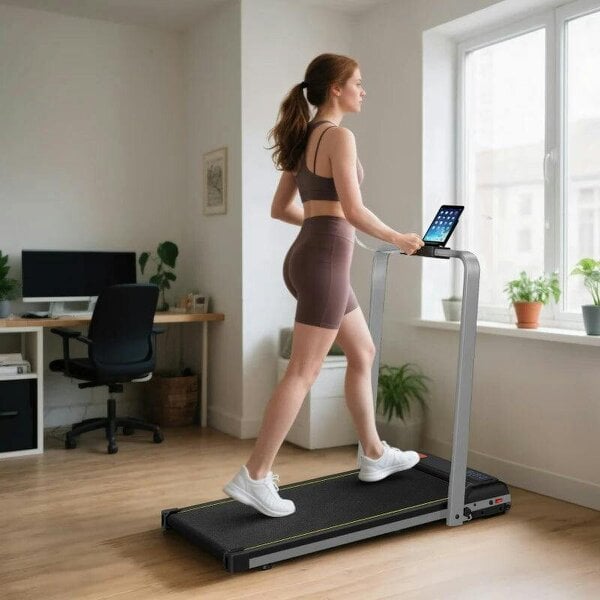 Bobobiy Folding Walking Treadmill, Under Desk Walking Pad with Incline, Silver Tone - Silver