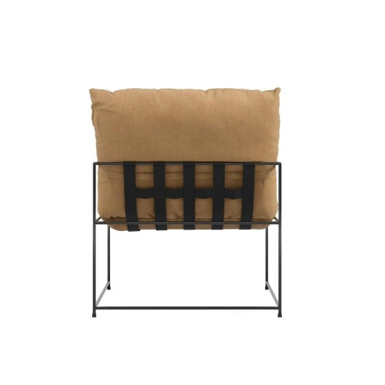 Wyld Haus Drogheda Tan Brown Accent Chair Black Metal Frame