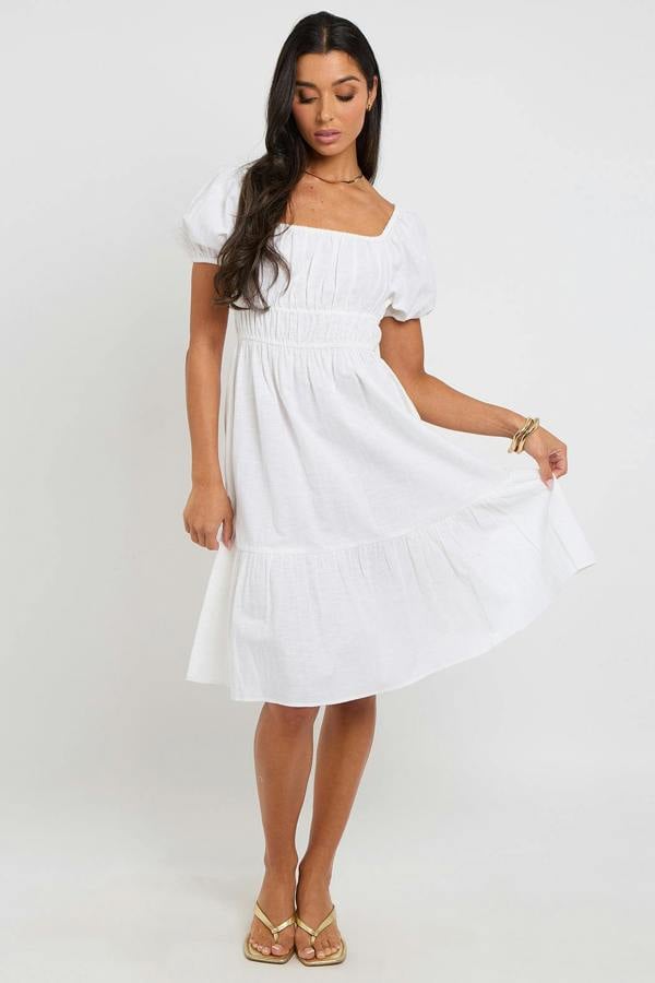 Urban Bliss White Milk-Maid Smock Dress