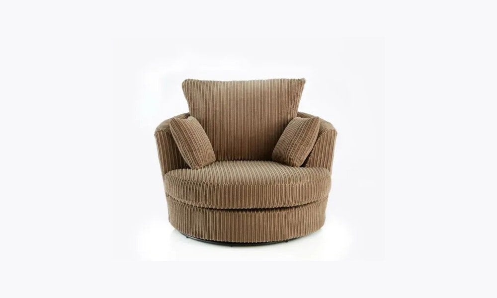 Dylan Jumbo Cord Fabric Swivel Chair Armchair in Coffee