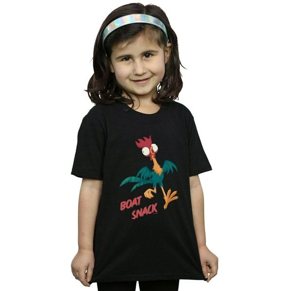 Disney Girls Moana Boat Snack Cotton T-Shirt - Black