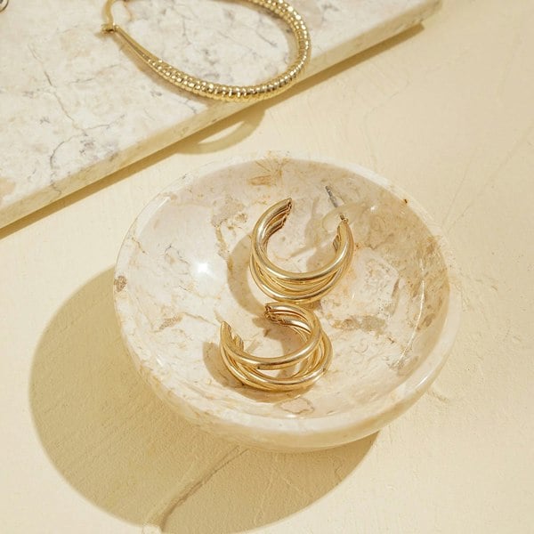 Beige marble trinket dish lifestyle genuine stone jewellery vanity