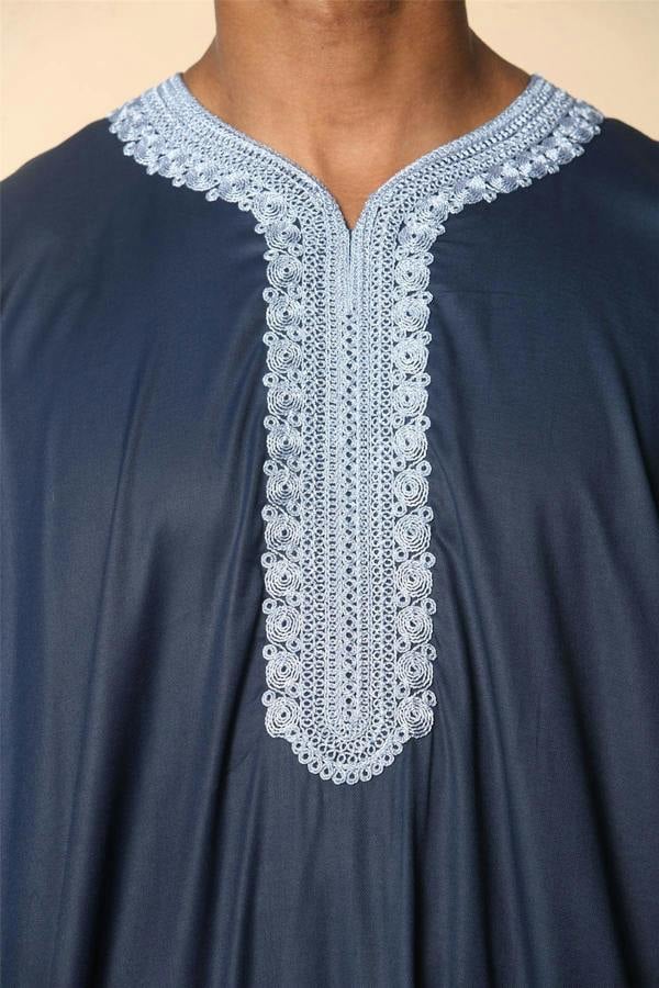 Infinity Leather Men's Blue Moroccan Thobe Jubba Robe Eid Djellaba Gandoura