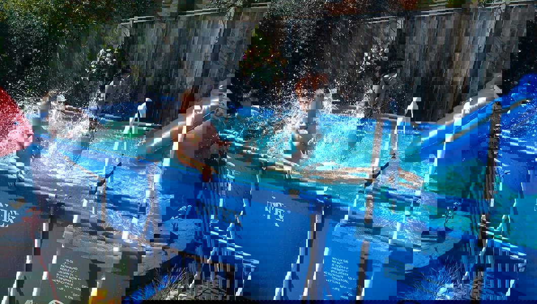 Intex Rectangular Metal Frame Pool 300 X200 X75 CM With Cover and Ground Cloth