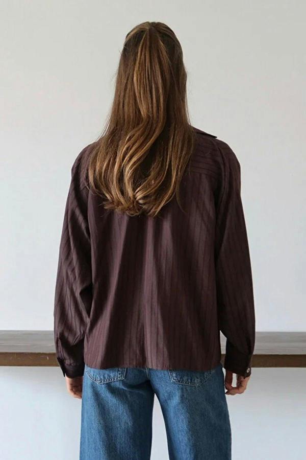 WOVCOR Striped Oversize Woven Shirt