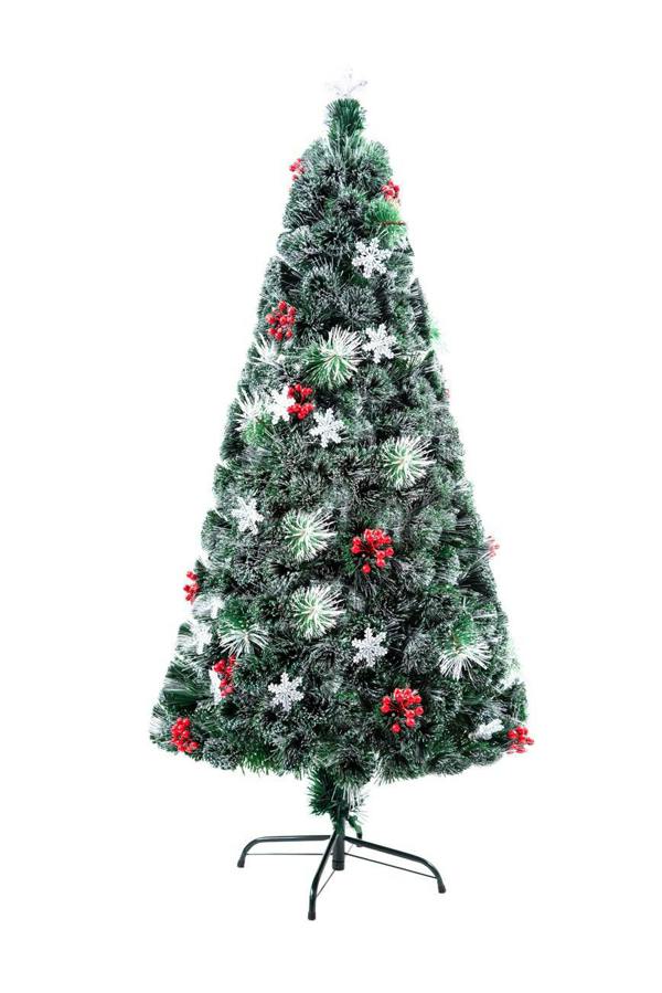 2ft to 6ft Snowflakes and Berries Fibre Optic Pre-Lit Christmas Trees in Green PVC image 4