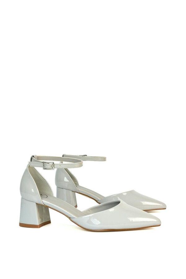 XY LONDON Low Block Heel Court Shoes With Pointed Toe