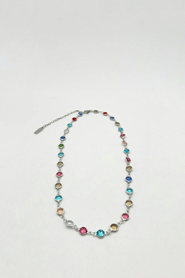 SVNX Round Crystal Necklace and Bracelet Set in Multi - Gift Boxed