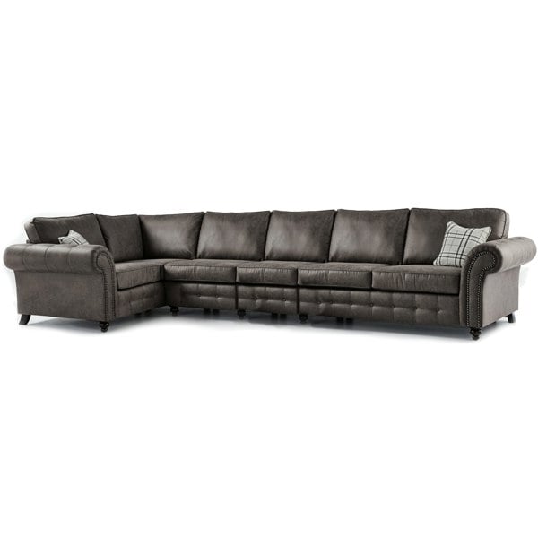 Furnishings For Less Oakland Long 6 Seater Leather Corner Sofa Chesterfield Style