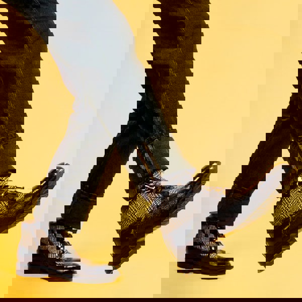 Embassy London Charles - Brown Check - Men's toe cap dressy leather boot in leather and textile