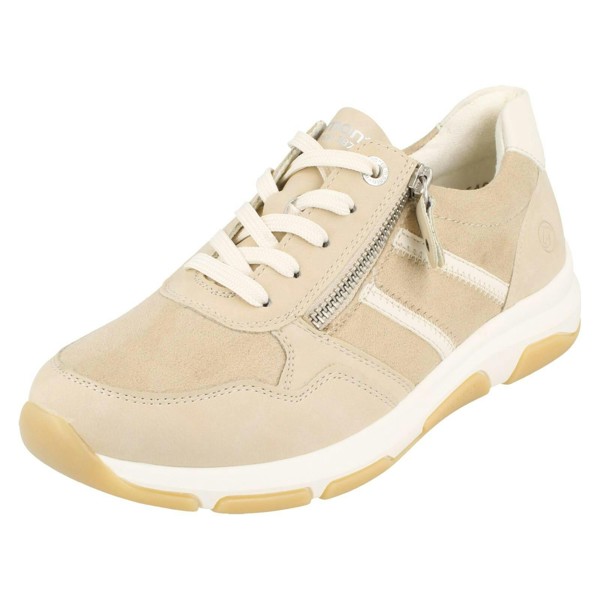 Remonte Ladies Remonte Vegan Trainers With Side Zip D1S04 - Beige Combination