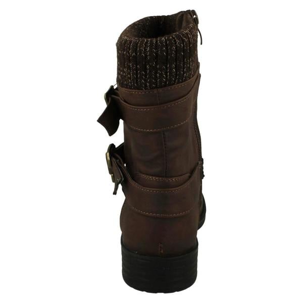 Spot On Ladies Spot On Warm Lined Buckle Detailed Mid Calf Boots F51182