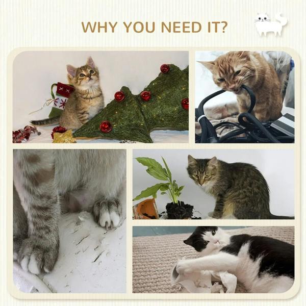 Gray wall-mounted cat tree in use with cats on platforms and hammock