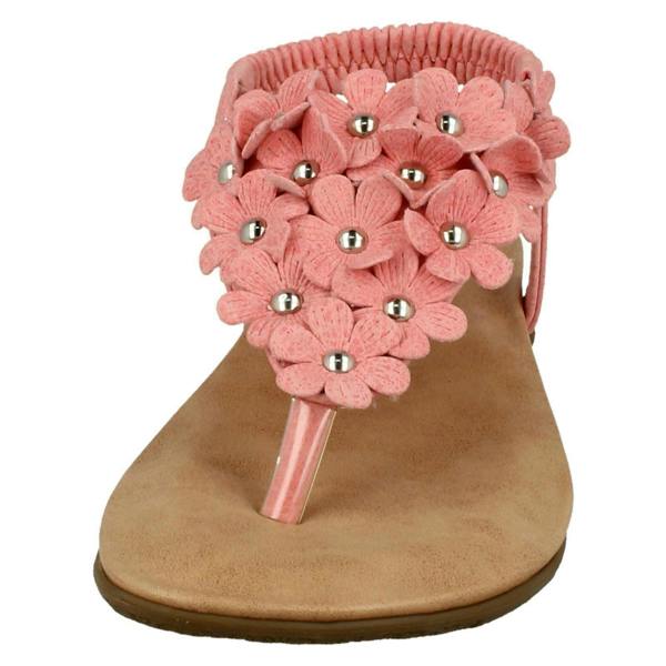 Spot On Girls Spot On Flat Flower Trim Toepost Sandals