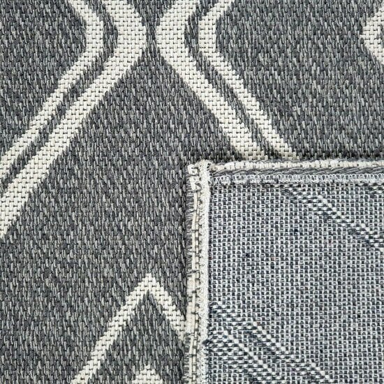 Cotton Grey Rug Diamond Geometric Pattern