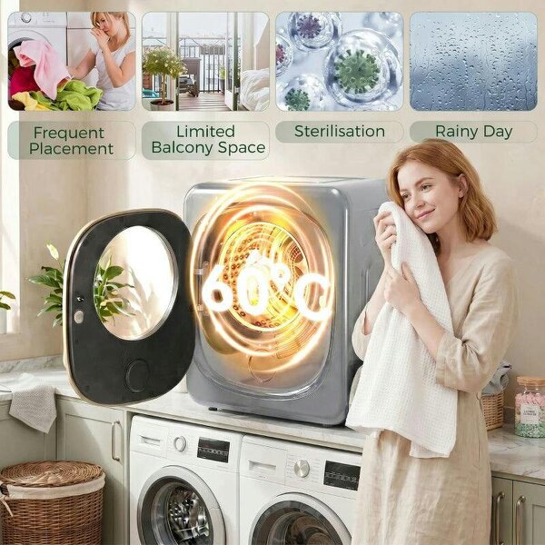 4kg Vented Tumble Dryer with 5 Drying Mode, 800W Compact Freestanding Front Tumble Dryer, Silver