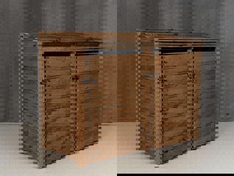 Arbor Garden Solutions Wooden Wheelie Bin Store, Brown Finish