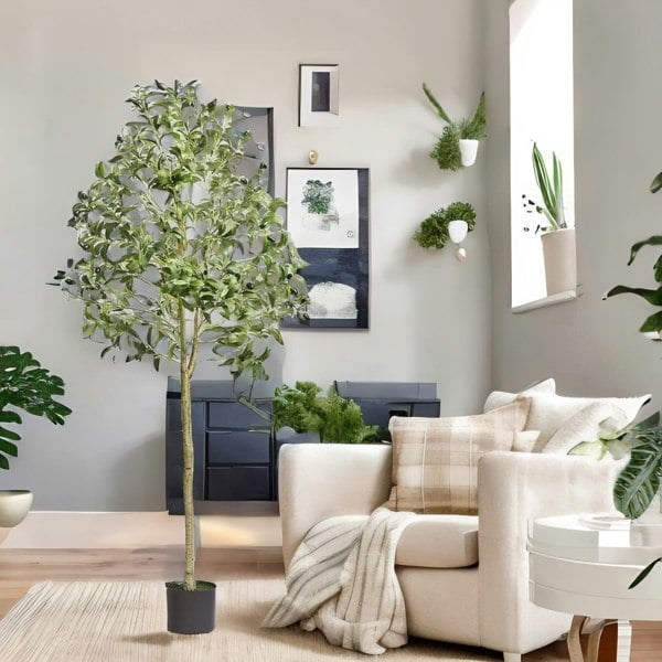 Rafaelo Mobilia Artificial 152CM/5FT Tall Decorative Olive Plant Green