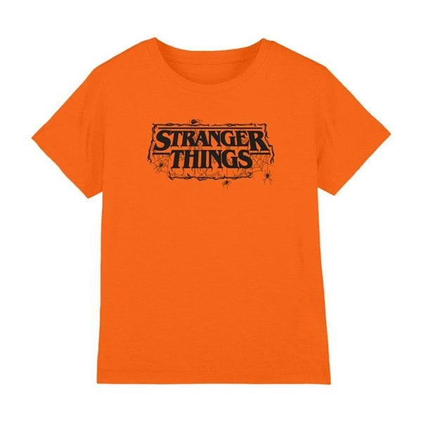 Stranger Things Kids Spider Web Logo T-Shirt - Orange