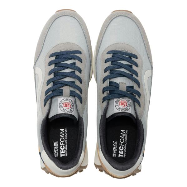 Regatta Mens Marine Heritage II Suede Trainers - Grey/Tan/Denim - 