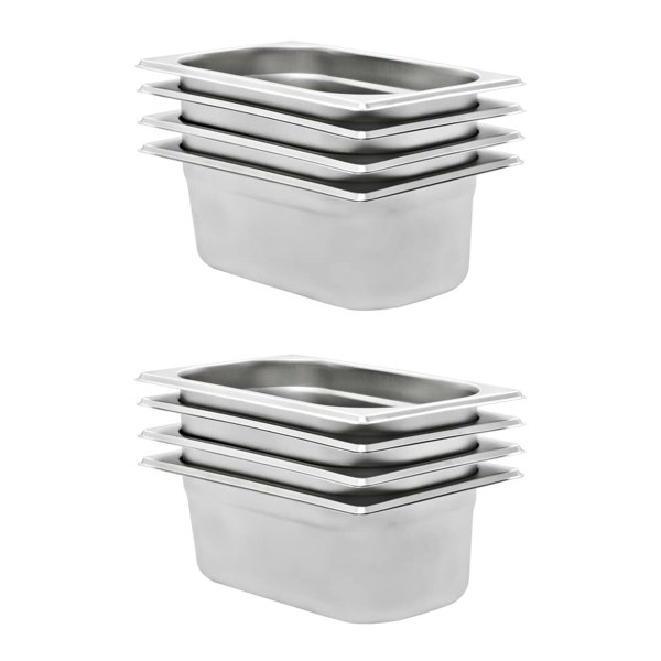 Berkfield Gastronorm Containers 8 pcs GN 1/4 100 mm Stainless Steel